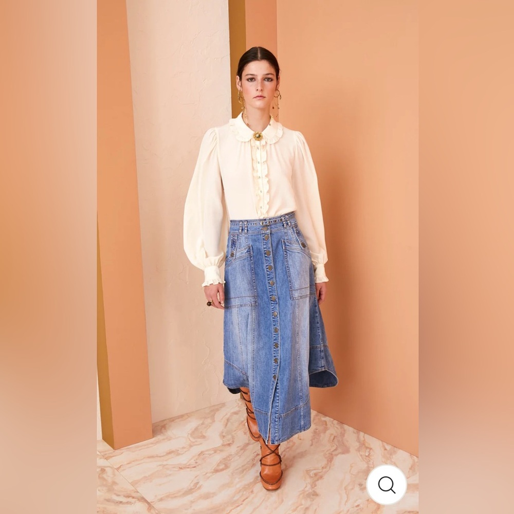 Ulla Johnson Blue Denim Midi Skirt